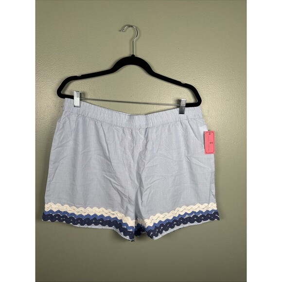 Simply Southern Lightweight Summer Shorts Blue Ricrac Women's Sz XL‎ -  NEW - Picture 1 of 10